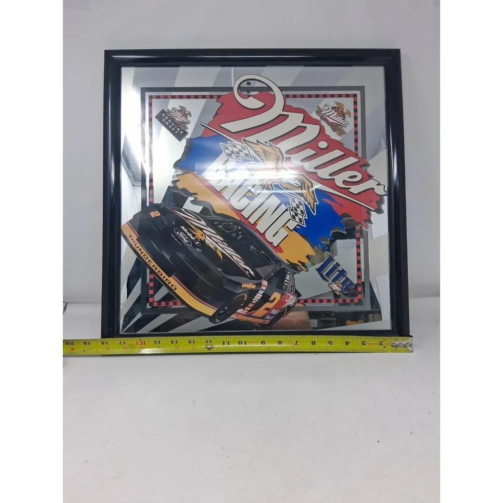 Miller Racing Bar Sign Mirror NASCAR #2 Rusty Wallace Miller Lite Genuine Draft